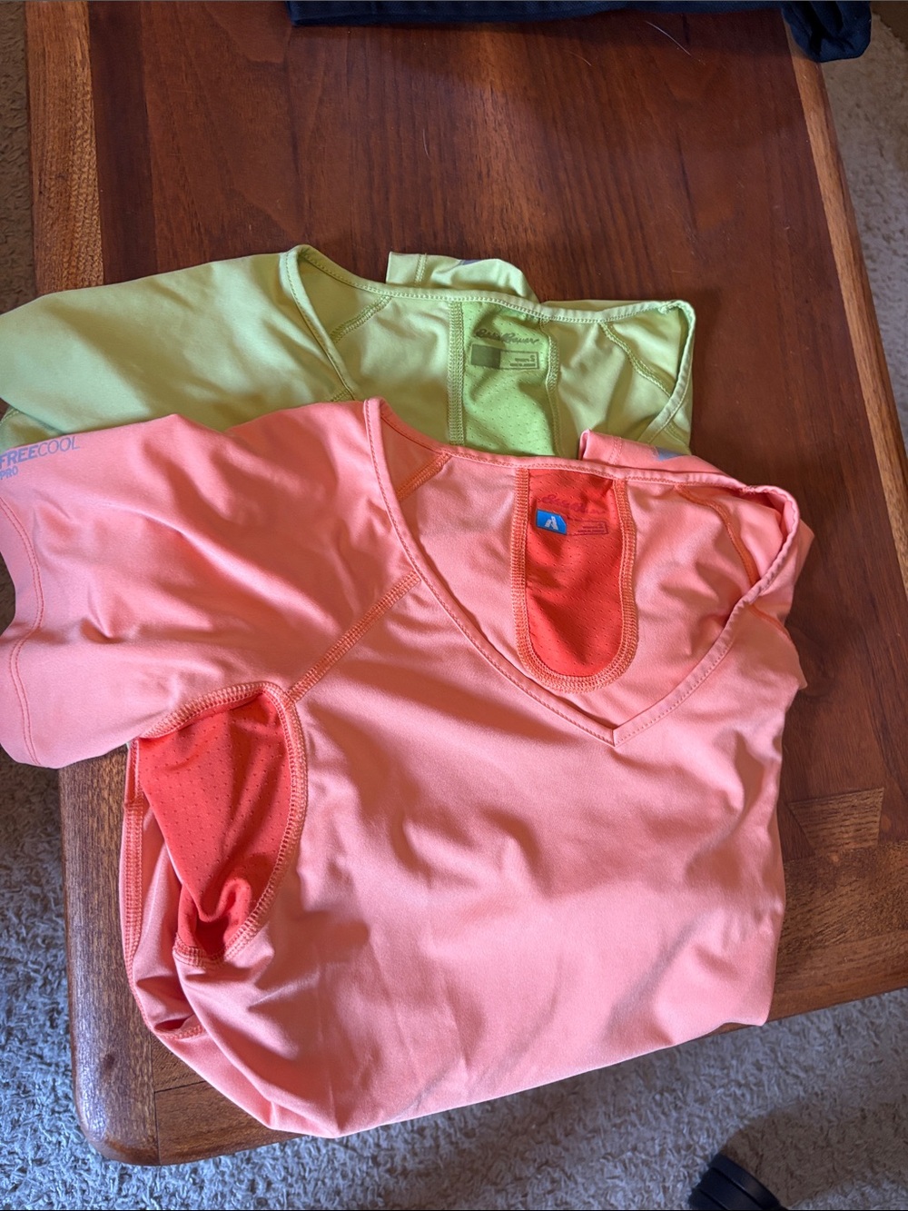 Orange and Lime Green Eddie Bauer Freecool Athletic T’s